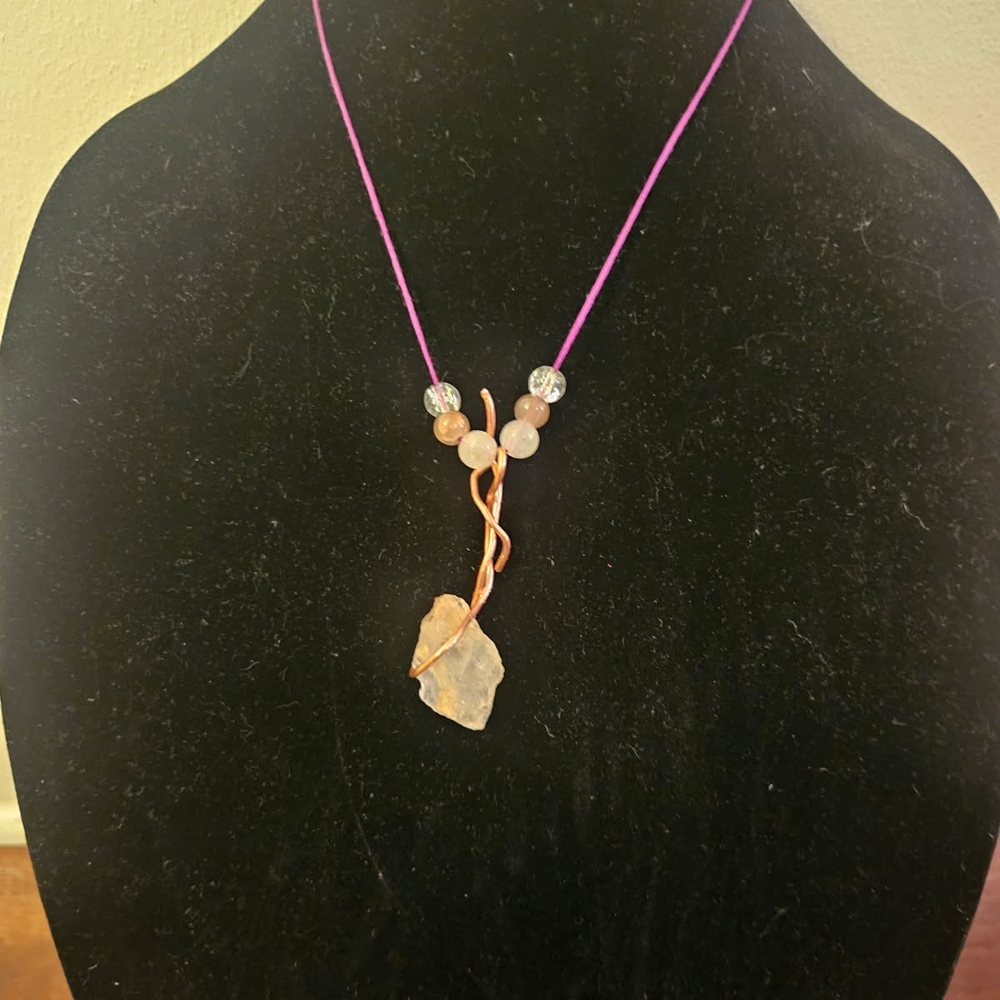 Delicate Pink and Gold Butterfly Heart Necklace